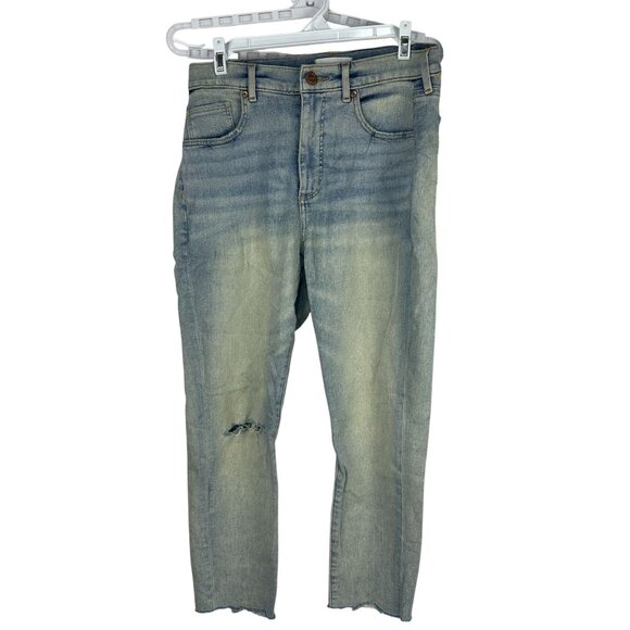Loft High Waist Skinny Jeans Size 12P Distressed Denim Made In Guatemala Blue - Picture 1 of 8